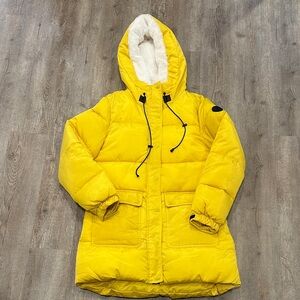 Yellow Women’s Madden Girl Hooded Women's Puffer Jacket, warm!